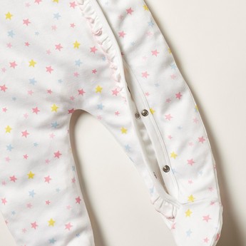 Juniors Printed Closed Feet Sleepsuit with Button Closure