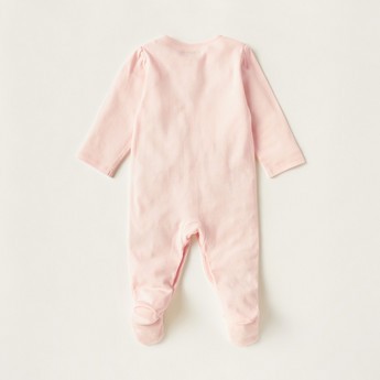 Giggles Textured Closed Feet Sleepsuit with Long Sleeves and Snap Closure