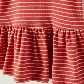 Juniors Striped Polo Dress with Cap Sleeves