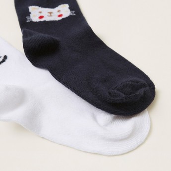 Juniors Printed Socks with Scalloped Hem - Pack of 2