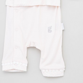 Giggles Lace Detail Open Feet Sleepsuit with 3/4 Sleeves