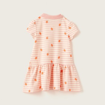 Juniors Striped Knit Dress with Short Sleeves