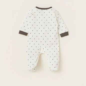 Juniors All-Over Heart Print Closed Feet Sleepsuit with Long Sleeves