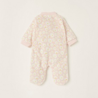 Juniors All-Over Floral Print Closed Feet Sleepsuit with Long Sleeves