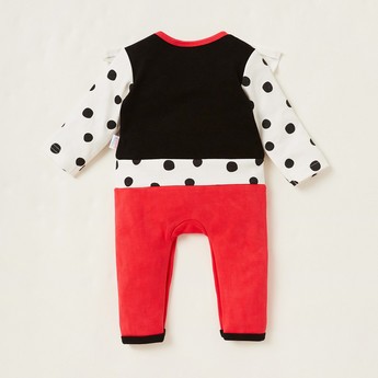 Minnie Mouse Print Sleepsuit with Long Sleeves