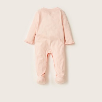 Juniors Embroidered Long Sleeves Sleepsuit with Closed Feet