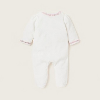 Juniors Embroidered Closed Feet Sleepsuit with Long Sleeves and Bow Applique