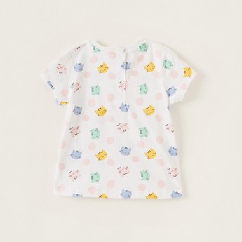 Juniors All-Over Print T-shirt with Round Neck and Short Sleeves