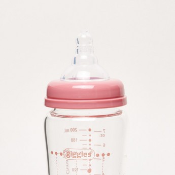 Giggles Printed Glass Feeding Bottle - 200 ml