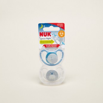 NUK Space Night 2-Piece Printed Soothers - 0-6 Months