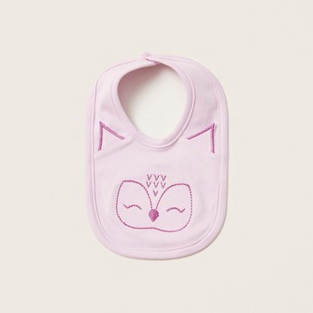 Juniors Fox Embroidered Bib with Press Button Closure