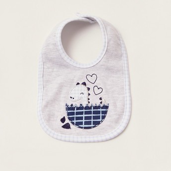Juniors Dino Embroidered Bib with Snap Button Closure