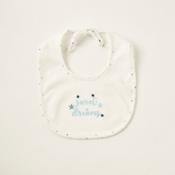 Giggles Embroidered Bib with Tie-Up Closure