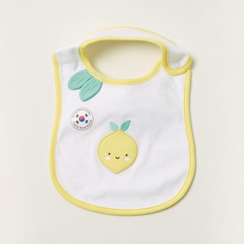 Juniors Printed Bib with Button Closure and Lemon Embroidery