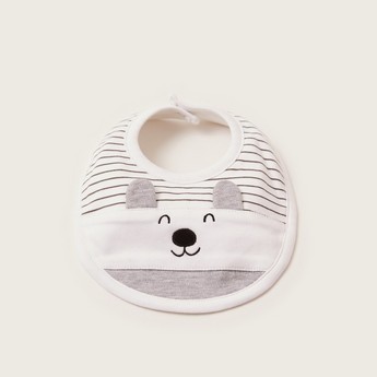 Juniors Striped Bib with Press Button Closure and Embroidery