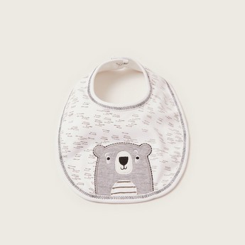 Juniors Bear Embroidered Bib with Press Button Closure