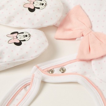 Disney Minnie Mouse Print Bib with Cap and Mittens