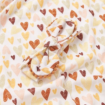 Juniors 2-Piece Heart Print Swaddle Blanket and Headband Set