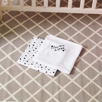 Juniors 2-Piece Stars Printed Receiving Blanket Set - 70x70 cms