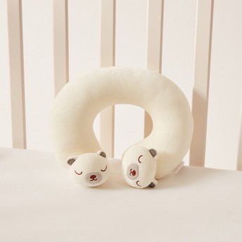 Juniors Solid Neck Pillow with Plush Bear Accent