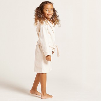 Juniors Text Embroidered Bathrobe with Hood and Tie-Ups