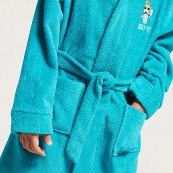 Juniors Textured Robe with Hood and Pockets