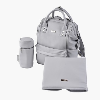 BabaBing! Mani Vegan Leather Backpack Changing Bag - Dove Grey