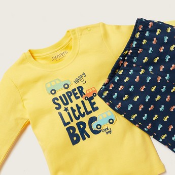 Juniors Printed Long Sleeve T-shirt and Pyjama Set