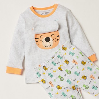 Juniors Printed Long Sleeves T-shirt and Pyjama Set