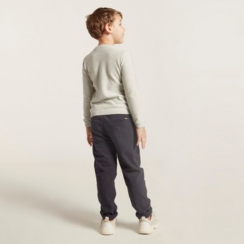 Textured Woven Pants with Pocket Detail and Elasticated Drawstring