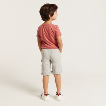 Juniors Solid Woven Shorts with Pockets and Drawstring Waistband