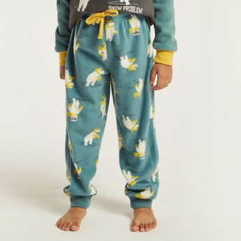 Juniors Graphic Print T-shirt and All-Over Printed Pyjamas Set