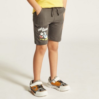 Disney Mickey and Friends Print Crew Neck T-shirt and Shorts Set