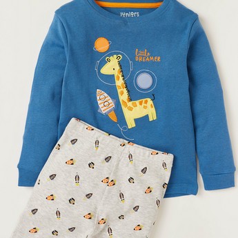 Juniors Applique Detail Sweatshirt and Printed Pyjama Set