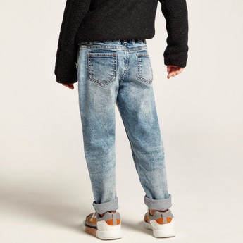 Juniors Solid Denim Pants with Drawstring Closure and Pockets