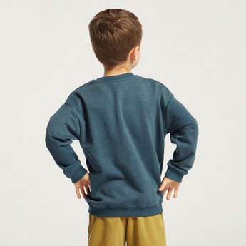 Juniors Pocket Detail Crew Neck Pullover with Long Sleeves