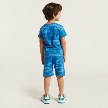 Juniors All-Over Printed Shorts with Pockets and Drawstring Closure