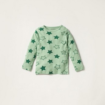 Juniors Star Print Long Sleeve T-shirt and Pyjama Set