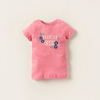 Juniors Printed Crew Neck T-shirt and Pyjama Set