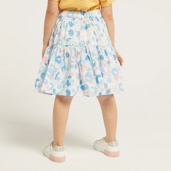 Juniors Printed Tiered Skirt with Elasticised Waistband