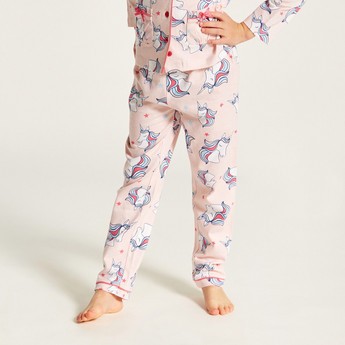 Juniors Unicorn Print Long Sleeve Shirt and Pyjama Set