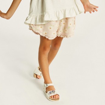 Ruffled Sleeveless Top and Printed Shorts Set