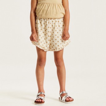 Frill Detail Sleeveless Top and Printed Shorts Set