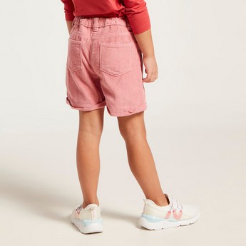 Juniors Solid Cord Shorts with Pockets and Button Closure