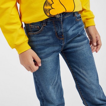 Juniors Solid Jeans with Button Closure and 5-Pockets