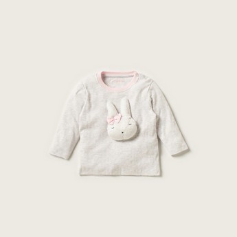 Juniors Bunny Applique Long Sleeve T-shirt and Pyjama Set