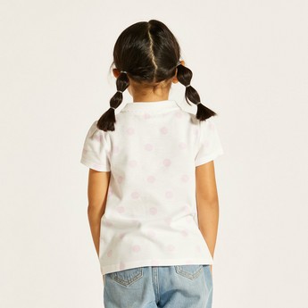 Juniors Polka Dot Polo T-shirt with Short Sleeves