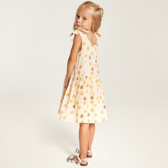 Juniors Tiger Print Sleeveless Dress with V-neck and Tie-Up Detail