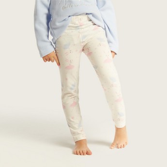 Juniors Graphic Print T-shirt and All-Over Printed Pyjamas Set