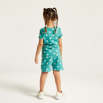 Juniors Polka Dots Print Shorts with Drawstring Closure